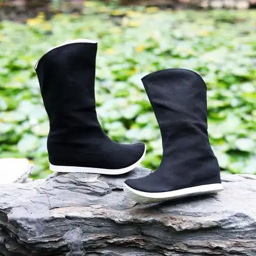 卡帝乐鳄鱼(cartelo)春秋汉鞋新款古风男汉服靴子武侠服古代朝靴子明