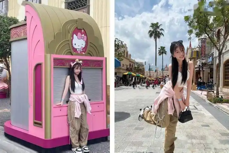 虞书欣和全家人一起出行,也在某博po出了她在环球影城的元气照,果然