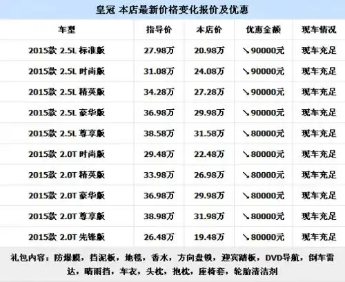 皇冠价格 丰田皇冠多少钱 丰田皇冠报价