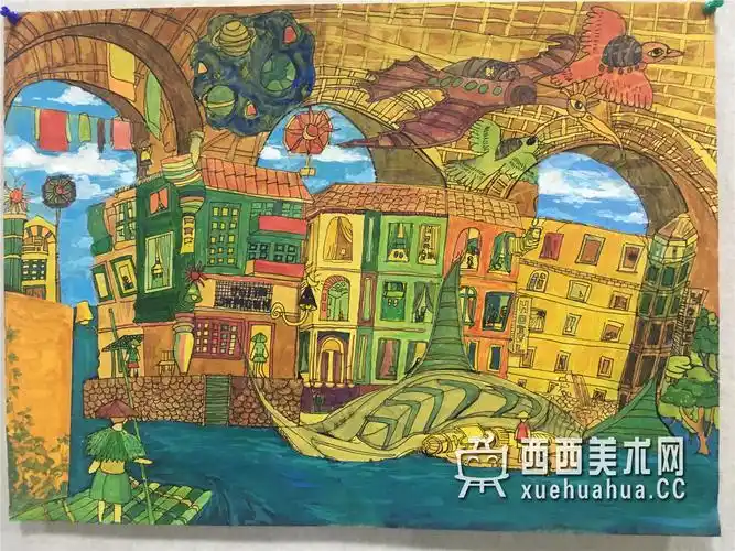 《水乡畅想曲》赏析__科幻画_科幻画图片大全_学画画网_国内最大的