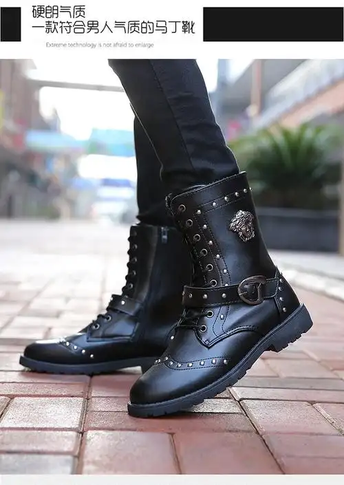长筒靴男冬靴男款马靴长靴男男靴休闲男士马丁靴秋冬季高筒皮靴英伦流
