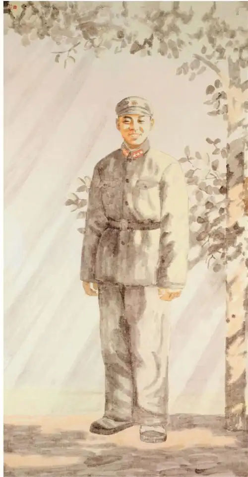 田黎明《雷锋》 242×135cm 中国画 2001年