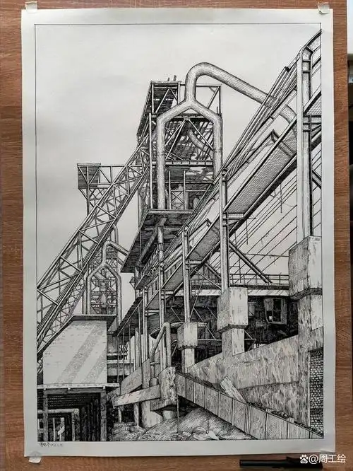 「钢笔画」旧工厂记忆