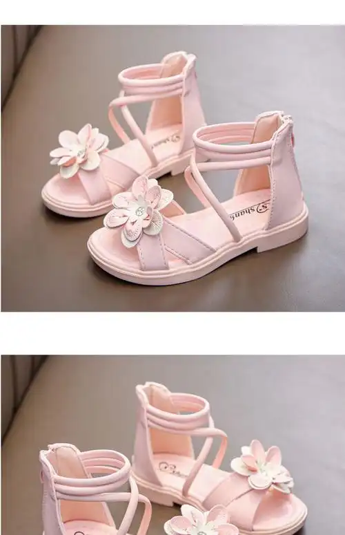 女童凉鞋2022夏季儿童宝宝罗马鞋小女孩公主鞋子休闲软底防滑童鞋f6米