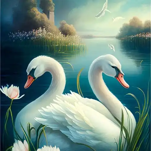 唯美天鹅一对在水里的图片头像 天生一对_微信头像_头像屋