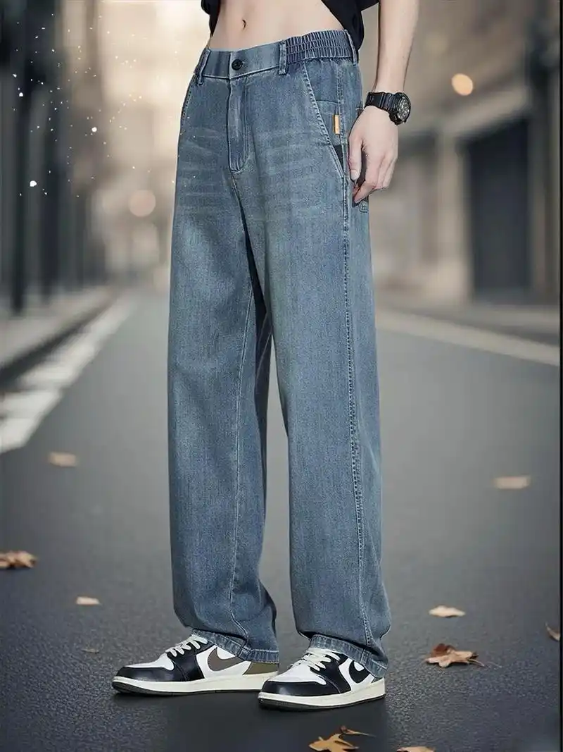 罗蒙夏季薄款天丝宽松直筒休闲牛仔裤!罗蒙夏季薄款天丝牛仔裤