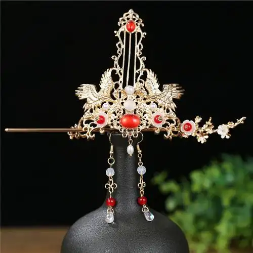 古风发饰汉服饰品头饰发簪子古装束发套装佩戴百搭女生金步摇发冠发冠