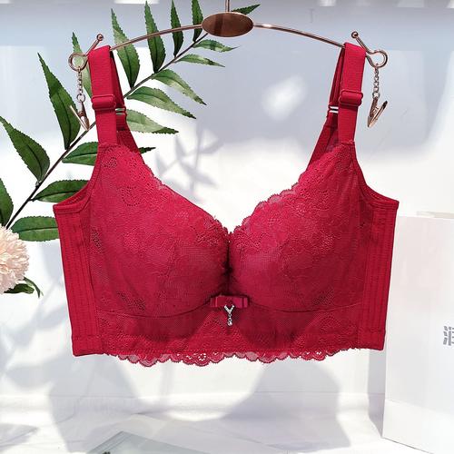 本命年红色小胸加厚内衣女结婚新娘喜庆文胸调整型聚拢收副乳胸罩