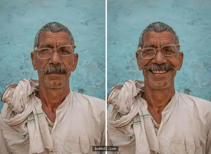 张表情对比图证明「一个笑容的力量」就能改变大家面对陌生人时的感觉