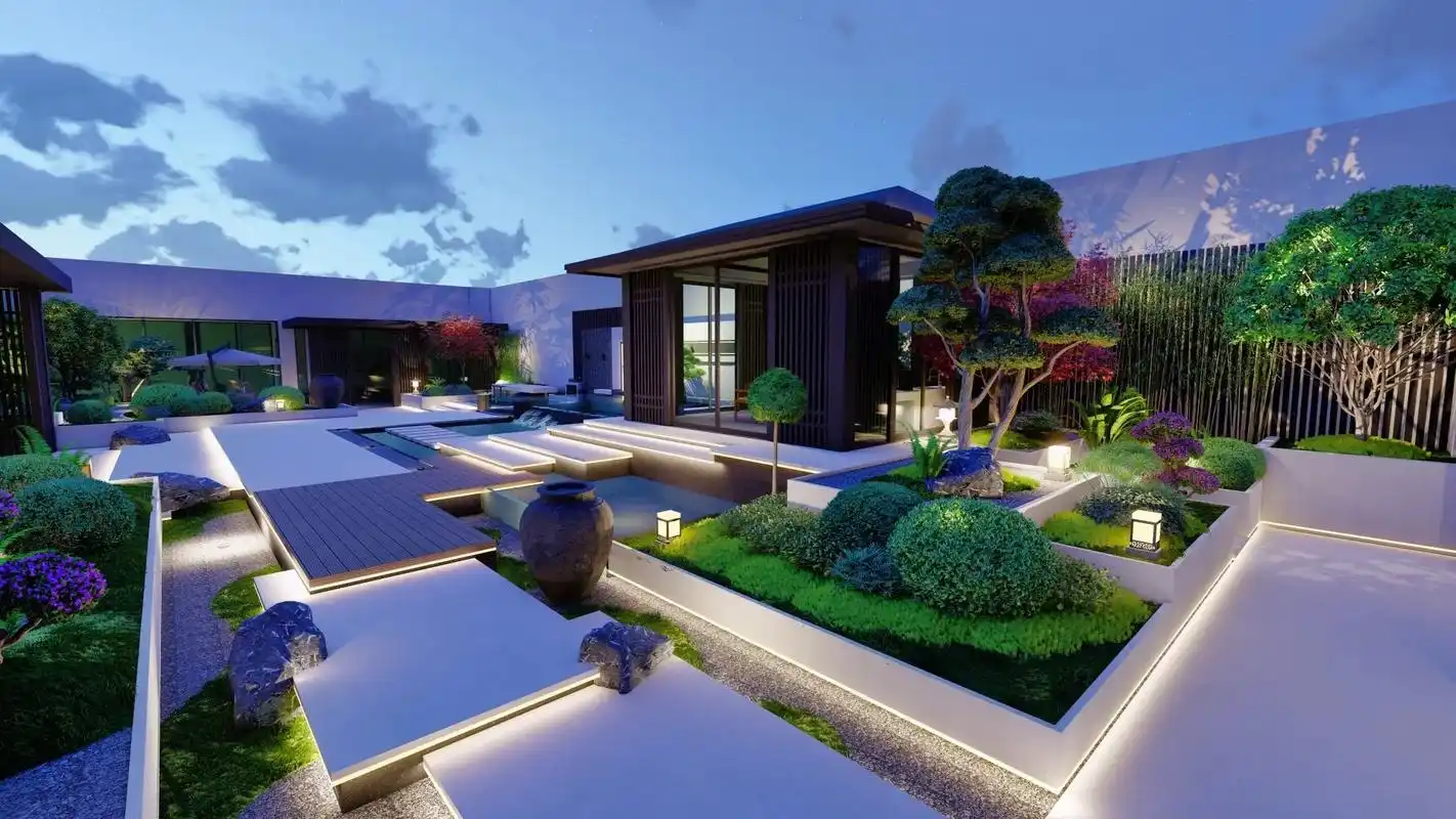 现代风格花园设计效果图案例.#庭院设计施工 #庭院设计 #庭 - 抖音