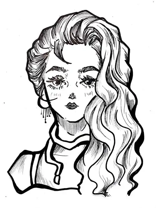 马克笔  #卡通画  #黑白线描  #人物线描  #线描人物