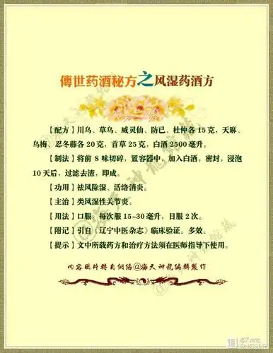 图文:传世药酒秘方之风湿药酒方