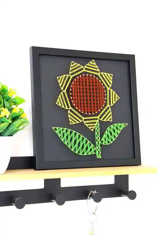 向日葵 钉子绕线画diy材料成品 毛线缠绕画手工课装饰画纱线弦丝