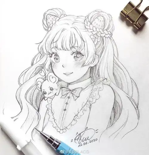 神仙画师微博转载二次元人物黑白动漫素材插画绘画线稿手绘女生男生