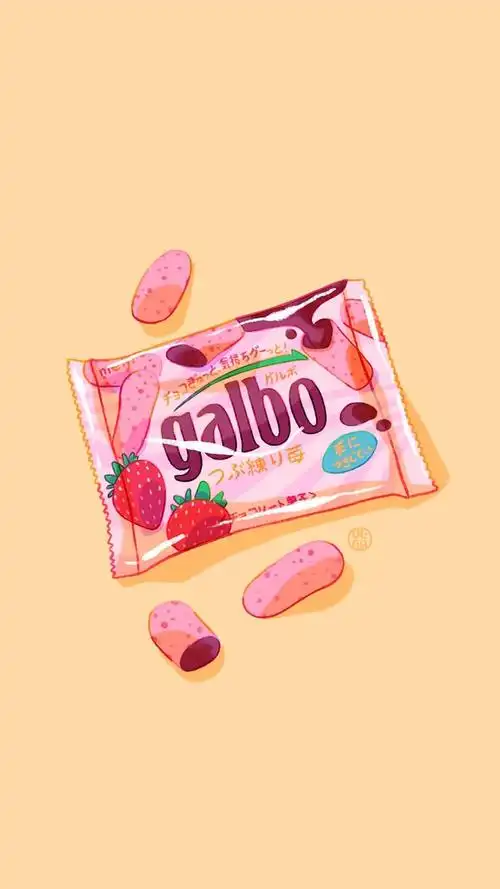 一包零食,几片火腿肠,可爱粉色系品牌手机壁纸