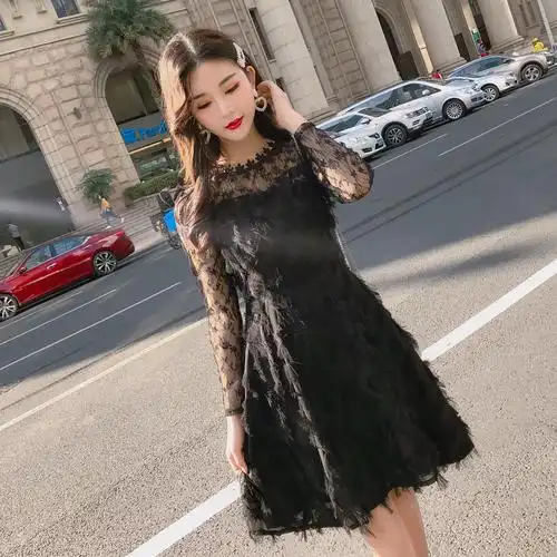 连衣裙女装长袖2020年春季新款收腰显瘦流行网红气质雪纺裙子