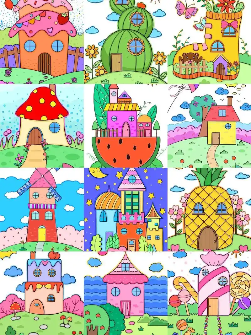 你想住进那种小房子呢,快来画起来吧#画画 #儿童 - 抖音