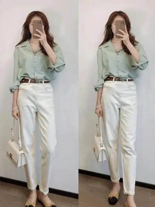 春夏流行:白裤子的7种搭配,好看又高级_衬衫_小白_白色