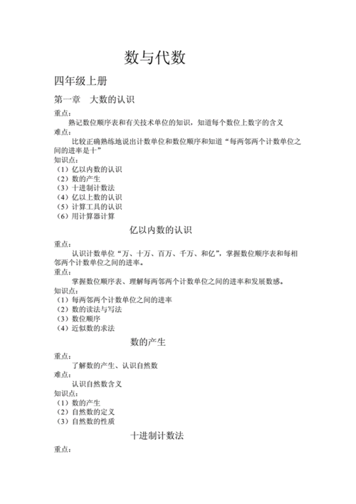 数与代数小学四年级.doc