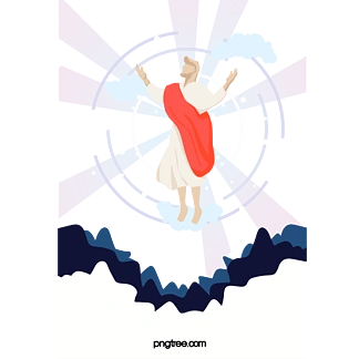 卡通手绘耶稣 i>升 /i> i>天 /i>图