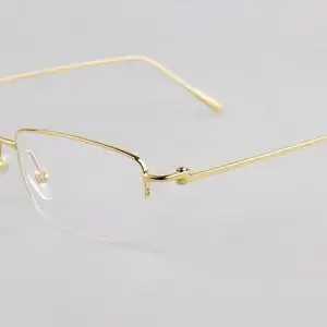 奢华新款 商务男半框近视金色眼镜架 手工超轻纯钛老花一体镜框女