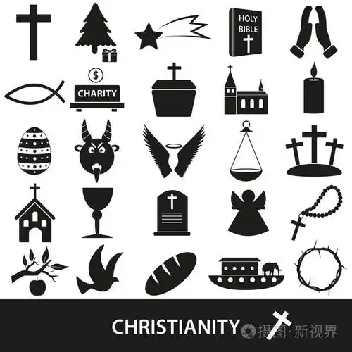 基督教的宗教符号向量组的图标 eps10