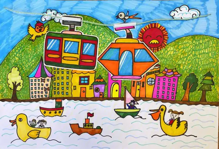 diy胶教学目标:1:动手制作可活动缆车2:展开想象,绘画场景#儿童创意画