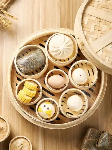 竹制蒸笼加高加深笼屉竹编大包子馒头的家用大号商用摆摊特大40cm