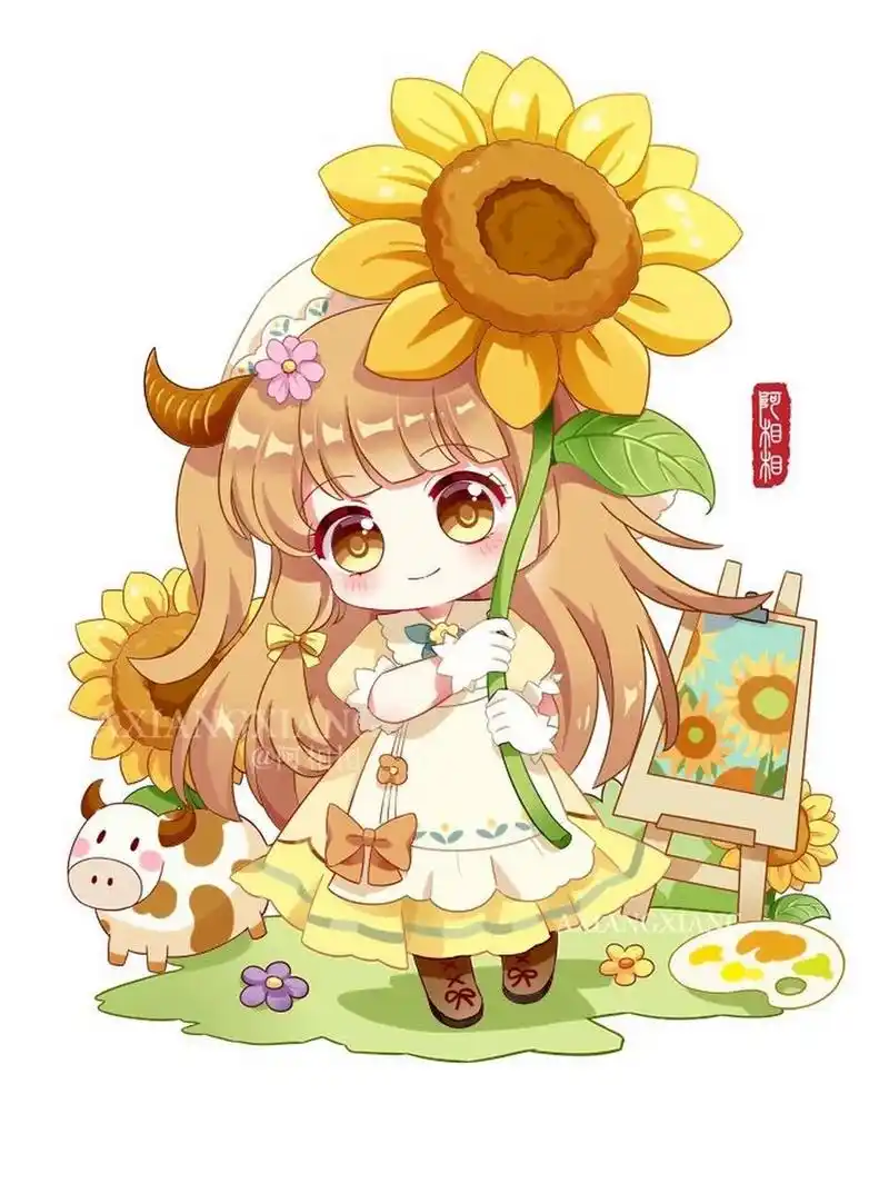 原创q版十二星座金牛座女生头像壁纸分享 今天画好了充满艺术细胞的金