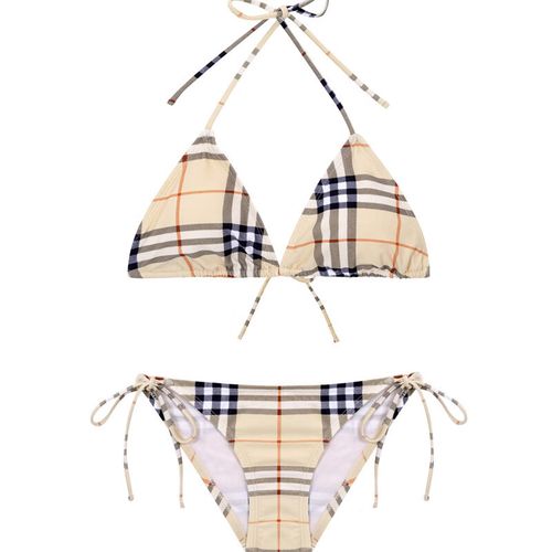 祈珏剪标款2023新款韩版三角泳衣女性感修身时尚三点式格子分体比基尼