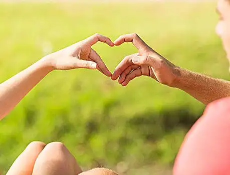 可爱,情侣,心形,手指,晴天