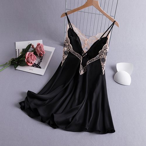 性感蕾丝吊带睡裙女纯欲风夏季薄款冰丝丝带睡裙