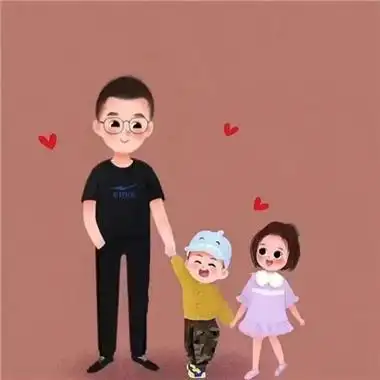 温馨有爱的一儿一女亲子卡通头像 娘俩父女俩微信亲子头像最新_动漫
