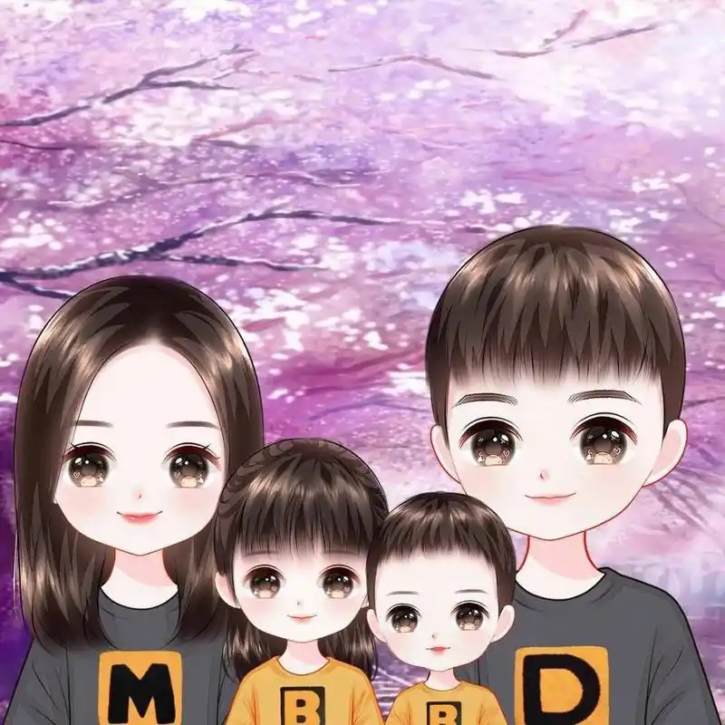 手绘头像卡通头像全家福一家四口 卡通头像‖亲子图像‖女生头像
