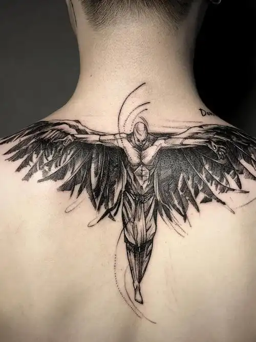 天使_纹身图案手稿图片_陈传杰的纹身作品集