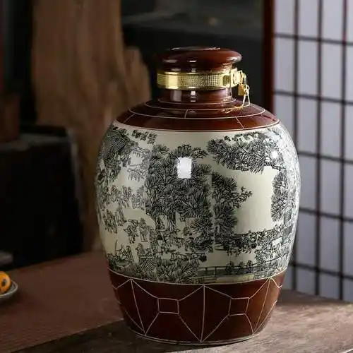 酒坛清明上河图陶瓷酒缸家用酿酒酒瓶密封窖藏酒壶装饰摆件