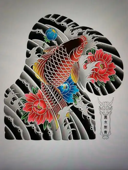 我的纹身分享  #纹身设计  #日式老传统纹身  #半甲纹身  #鲤鱼纹身