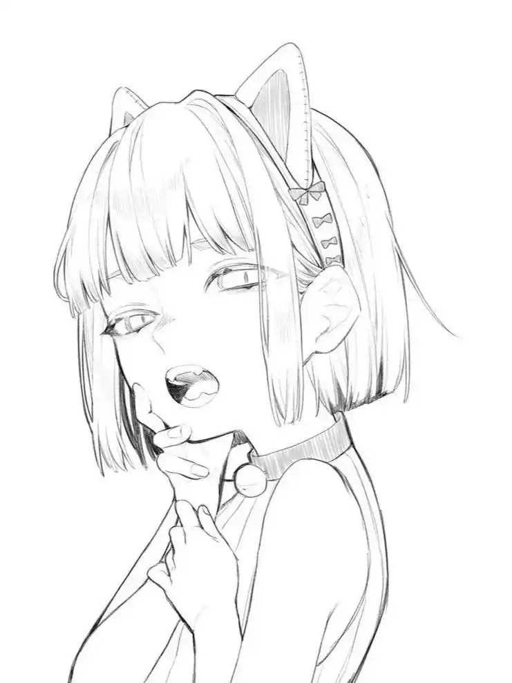 二次元少女临摹线稿素材,需要的宝子收藏一下吧~#人物线稿教程 - 抖音