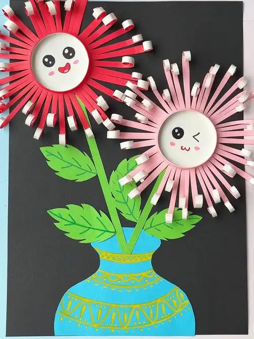 重阳节到了,用一次性纸杯做一个菊花贴画 #手工diy   #亲子手工