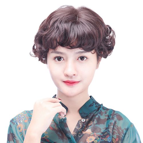 卷发 中老年复古妈妈假发头套  女 手织顶心梨花头甜美发型高仿真舒适
