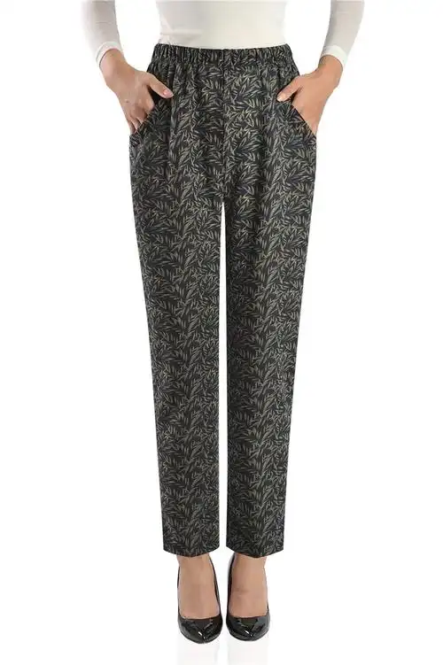 中老年女裤春秋松紧高腰大码宽松老年人裤子女妈妈装直筒休闲长裤