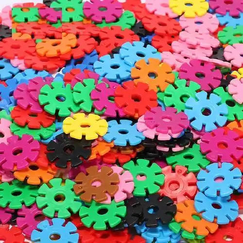 亚之杰雪花片积木拼装塑料桶装拼插早教玩具幼儿园宝宝智力益智图片大