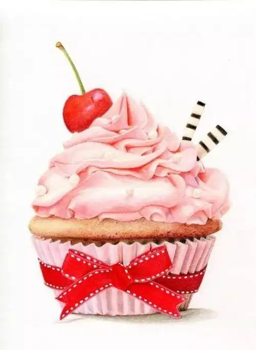 彩铅教程粉红色纸杯蛋糕