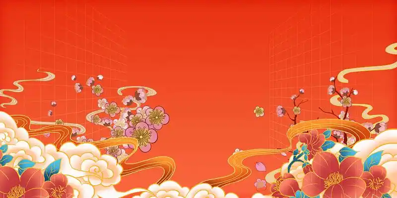 新年赏灯海报背景素材新年2021年牛年新年元旦春节过年红色灯笼祥云