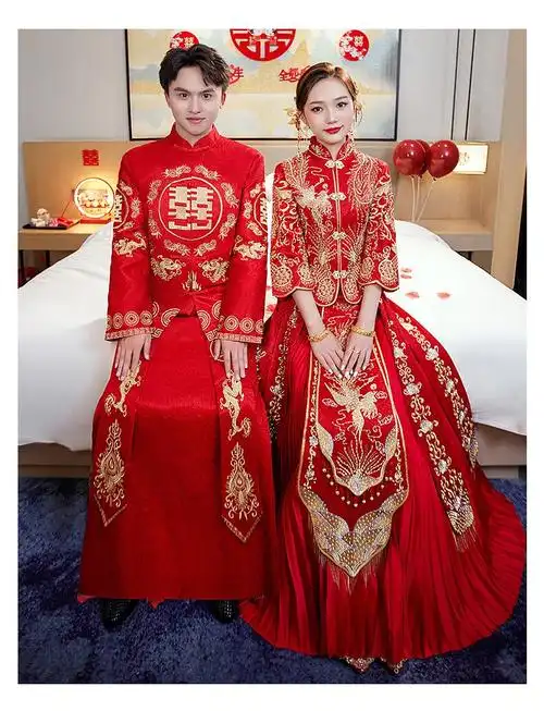 【中式婚礼男女秀禾服】秀禾服新娘2022新款情侣套装中式嫁衣结婚龙凤