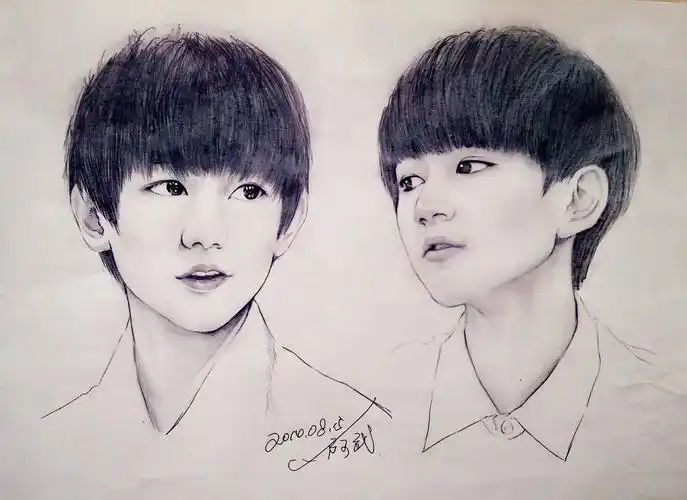 非专业素描 粉丝手绘 tfboys王源 cr:barbiel国王