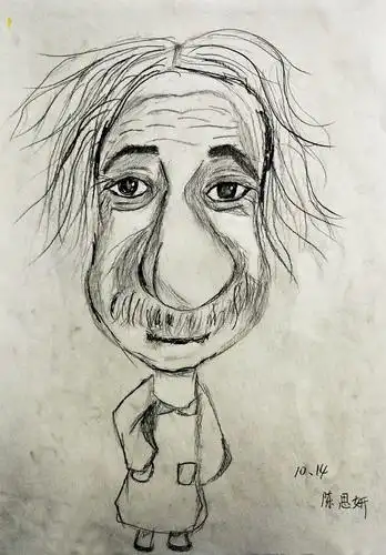 少儿书画作品-疯狂的爱因斯坦/儿童书画作品疯狂的爱因斯坦欣赏_中国