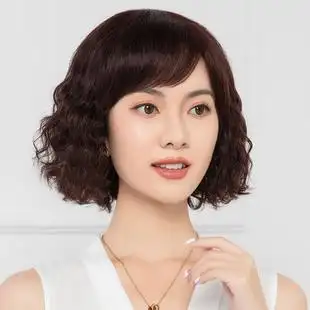中老年假发真发妈妈中年女士短发老年人短直发全头套假发真人发丝