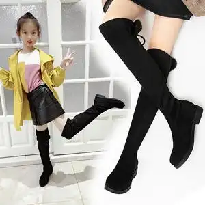 女童靴子2022新款秋冬小女孩公主过膝中大童单靴加绒高筒儿童长靴