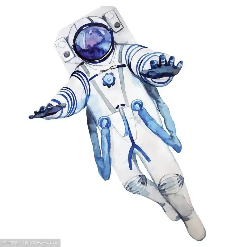 穿着太空服的水彩画宇航员